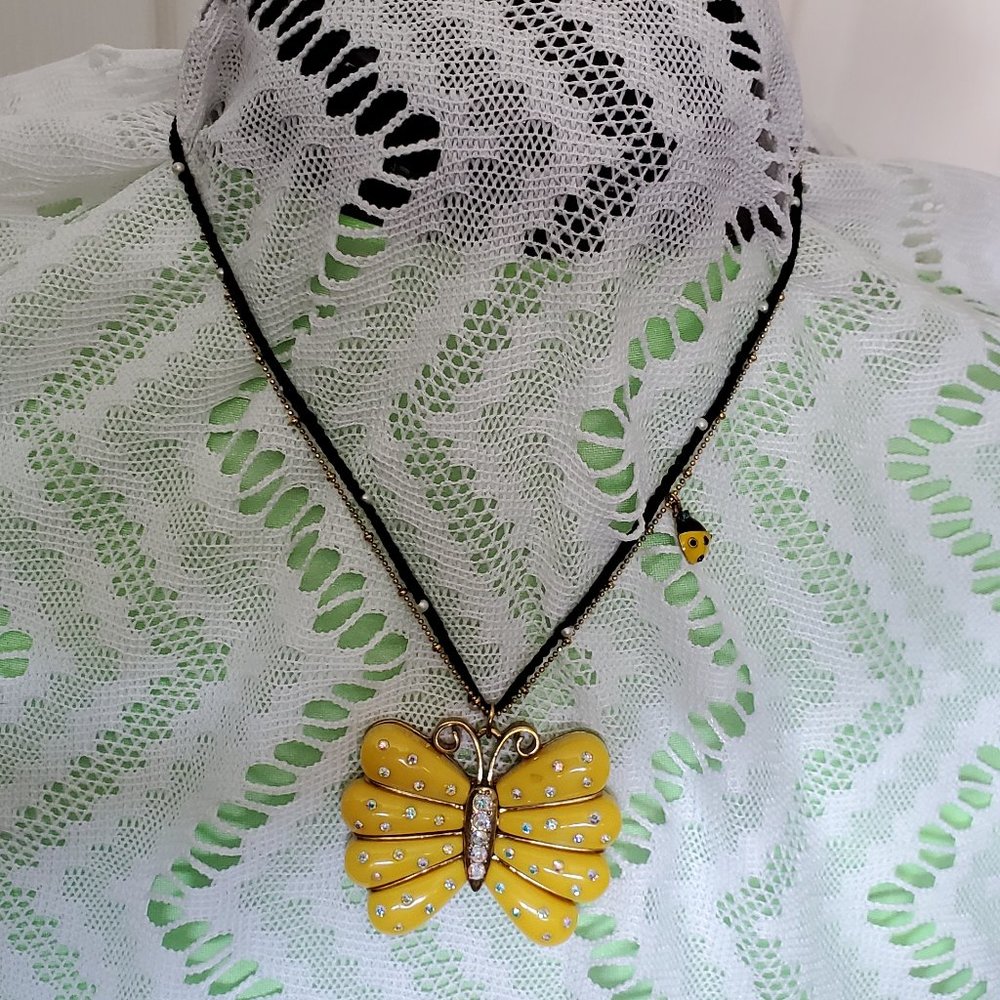 Betsey Johnson Yellow Butterfly Necklace
